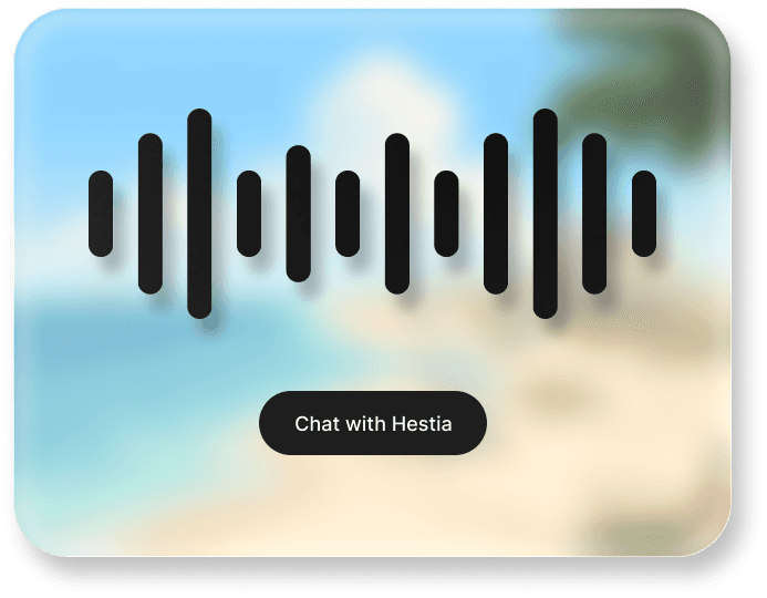 Voice waveform card — Chat with Hestia
